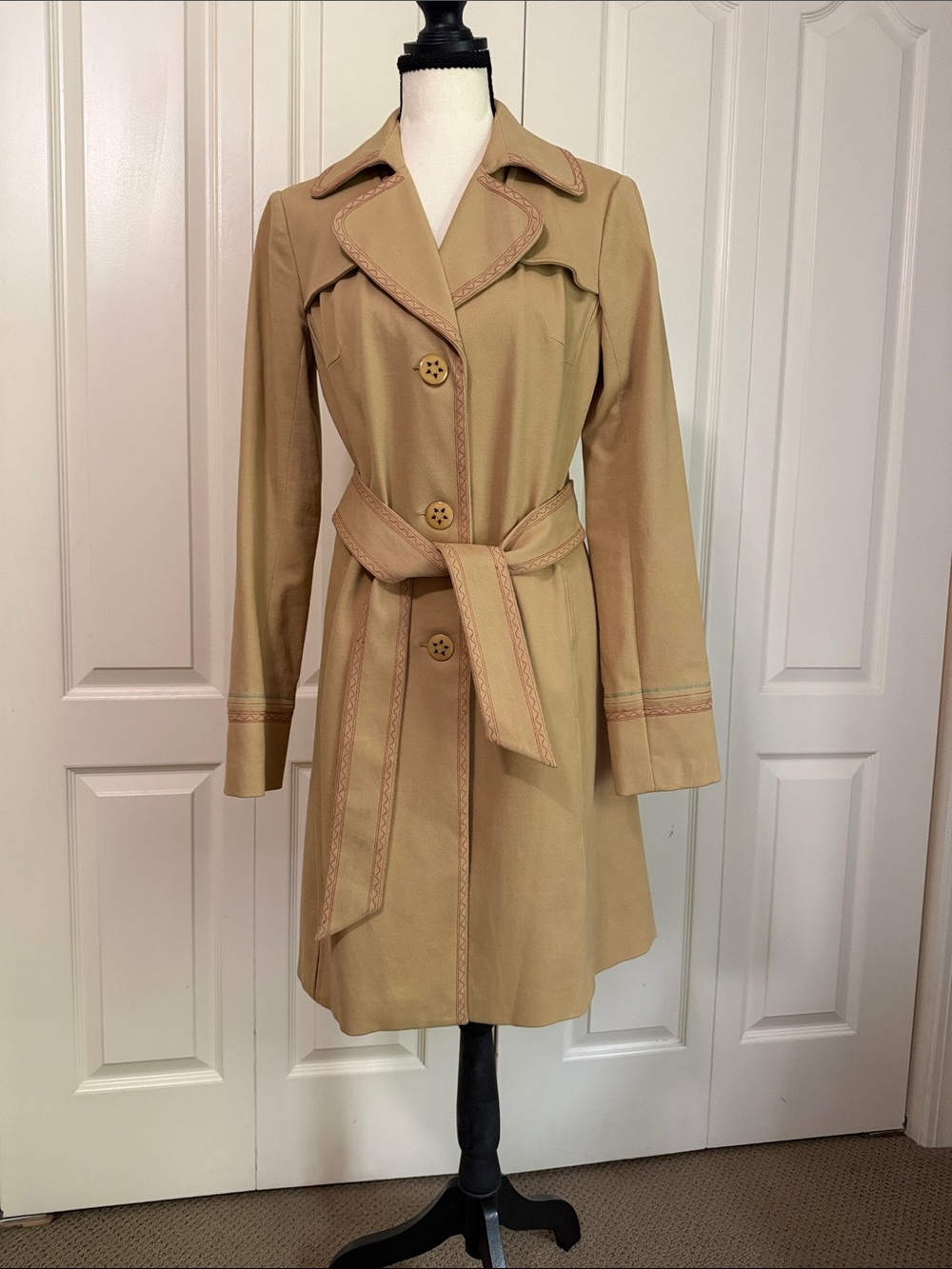 Tocca Tan Beige Trench Coat with Belt